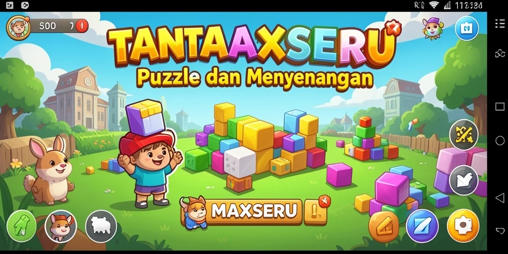 Screenshot utama MAXSERU menampilkan gameplay seru dalam menyelesaikan Puzzle.