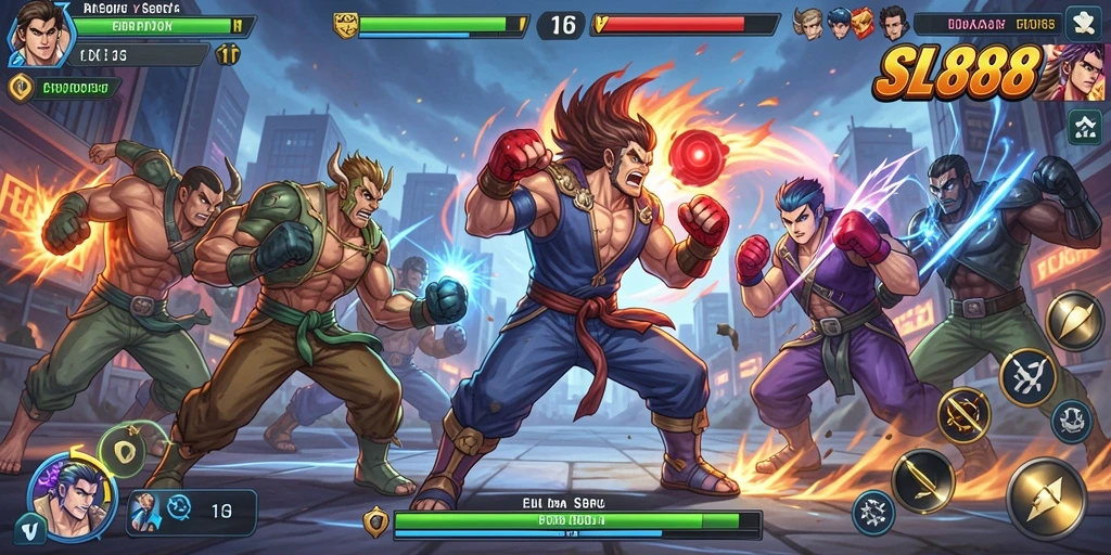 Tangkapan layar gameplay SL888 menampilkan aksi pertarungan yang mendebarkan.