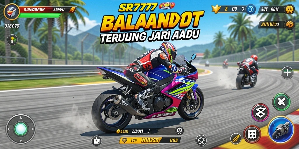 Gameplay SR777 menampilkan aksi balapan motor yang mendebarkan.